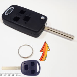 Flip Key Modified Case Shell For Lexus 2 Buttons Remote Key Long Blade 48mm