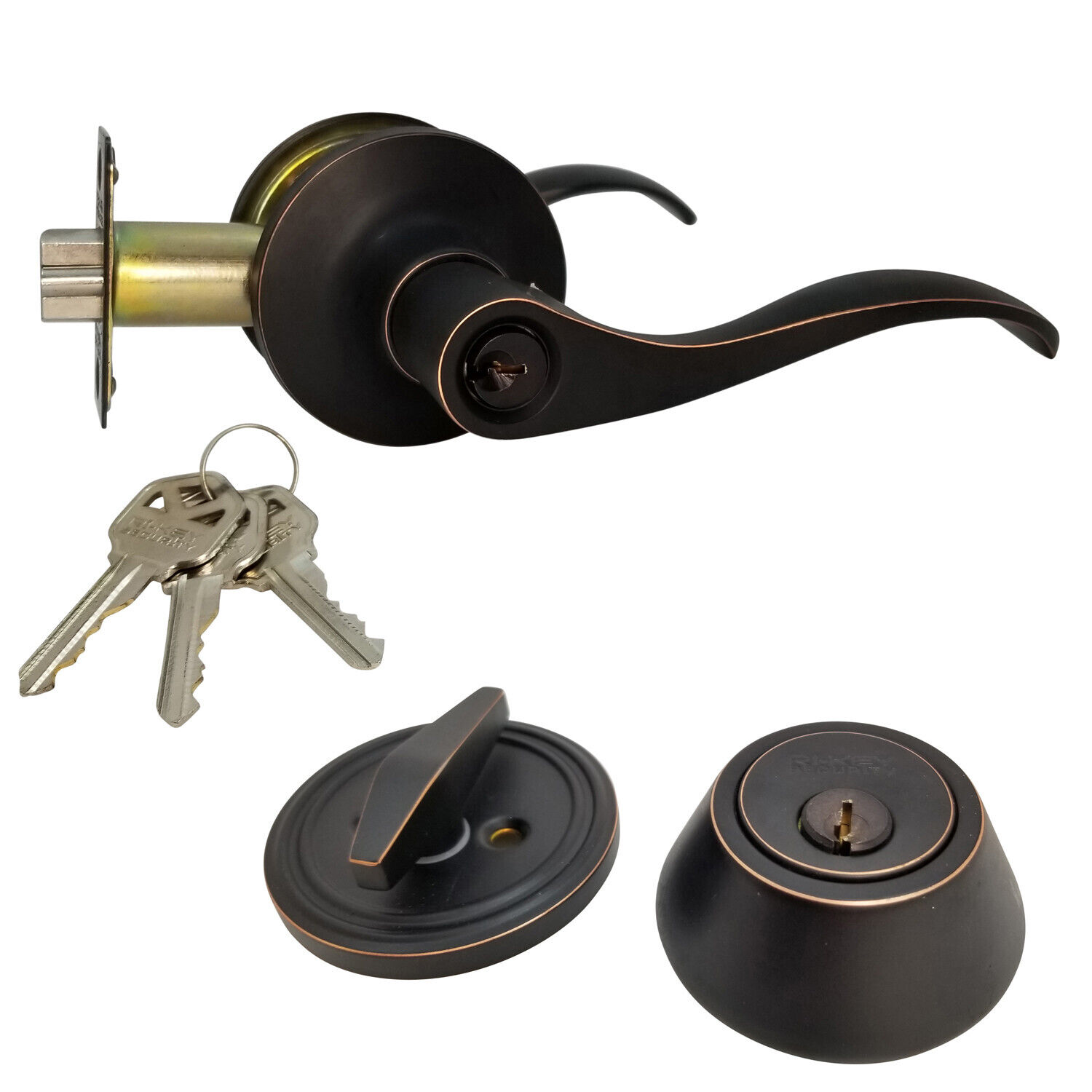 Lever and Deadbolt Lock Set 6 Keys Kw1 ORB