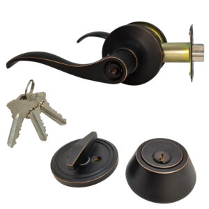 Lever and Deadbolt Lock Set 6 Keys Sc1 ORB