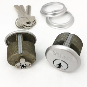 Set of 2x Mortise Lock Cylinders 1"- SC1 Stainless Steel Finish